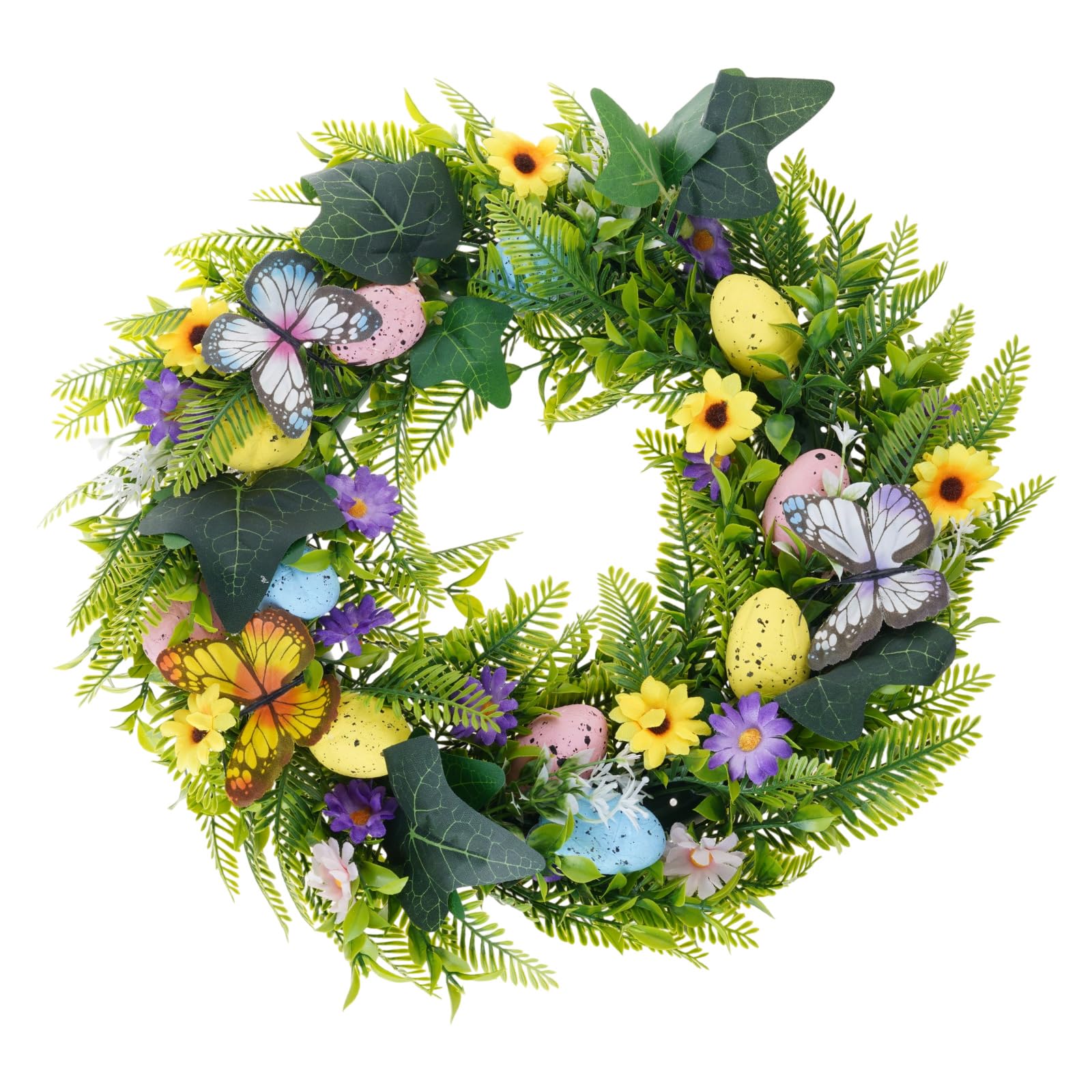 Wreath Hanging Decoration Artificial Wreath with Easter Eggs for Door Wall Mantels Staircase Festival Decoration