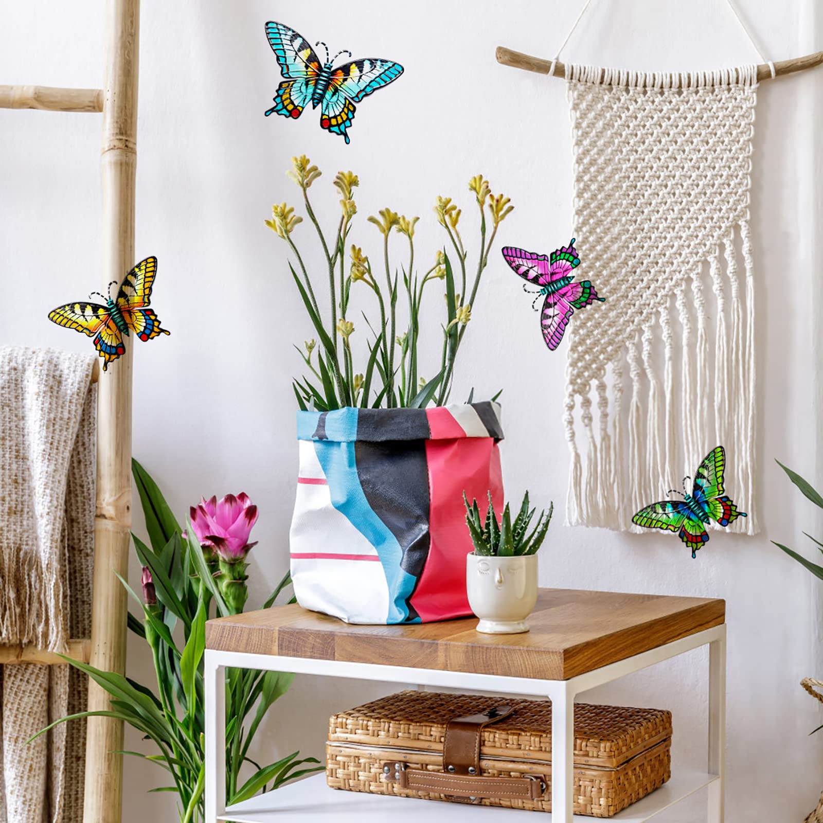 12 Bunte 3D-Schmetterlinge Zum Aufkleben – Wanddekoration Für Garten, Wohnzimmer & Terrasse – Mit Magnet