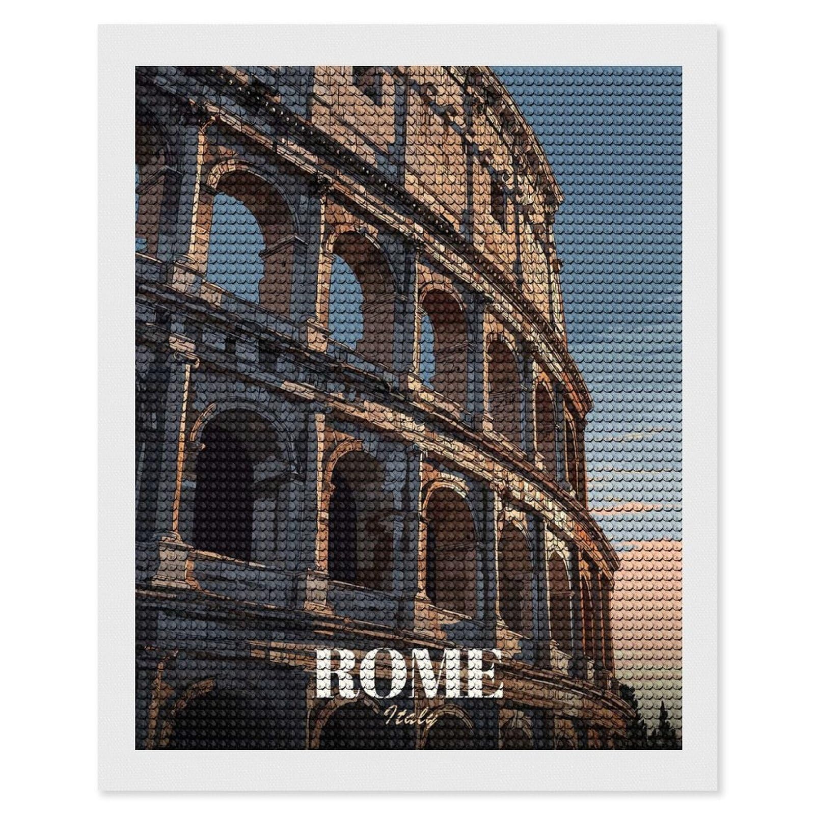 Junmoney Colosseum in Rome Diamond Painting Set 16"x20", Holiday Gift Idea, for Creative Relaxation, Fun Craft Experience, Vintage Style Decor