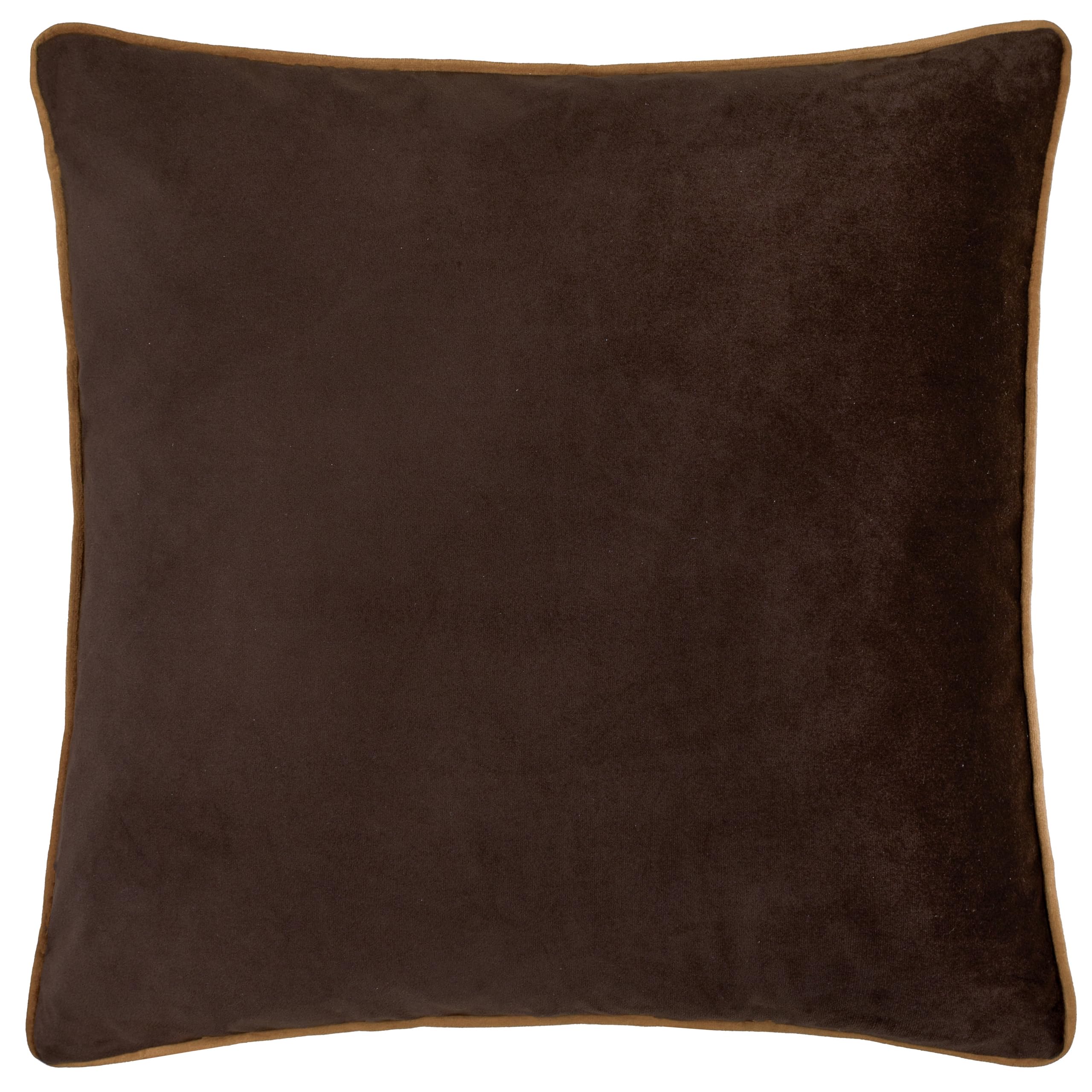 furn. Meridian Cushion Cover – Luxury Contrast Piped Velvet Decorative Case (Chocolate/Caramel - 45x45cm)