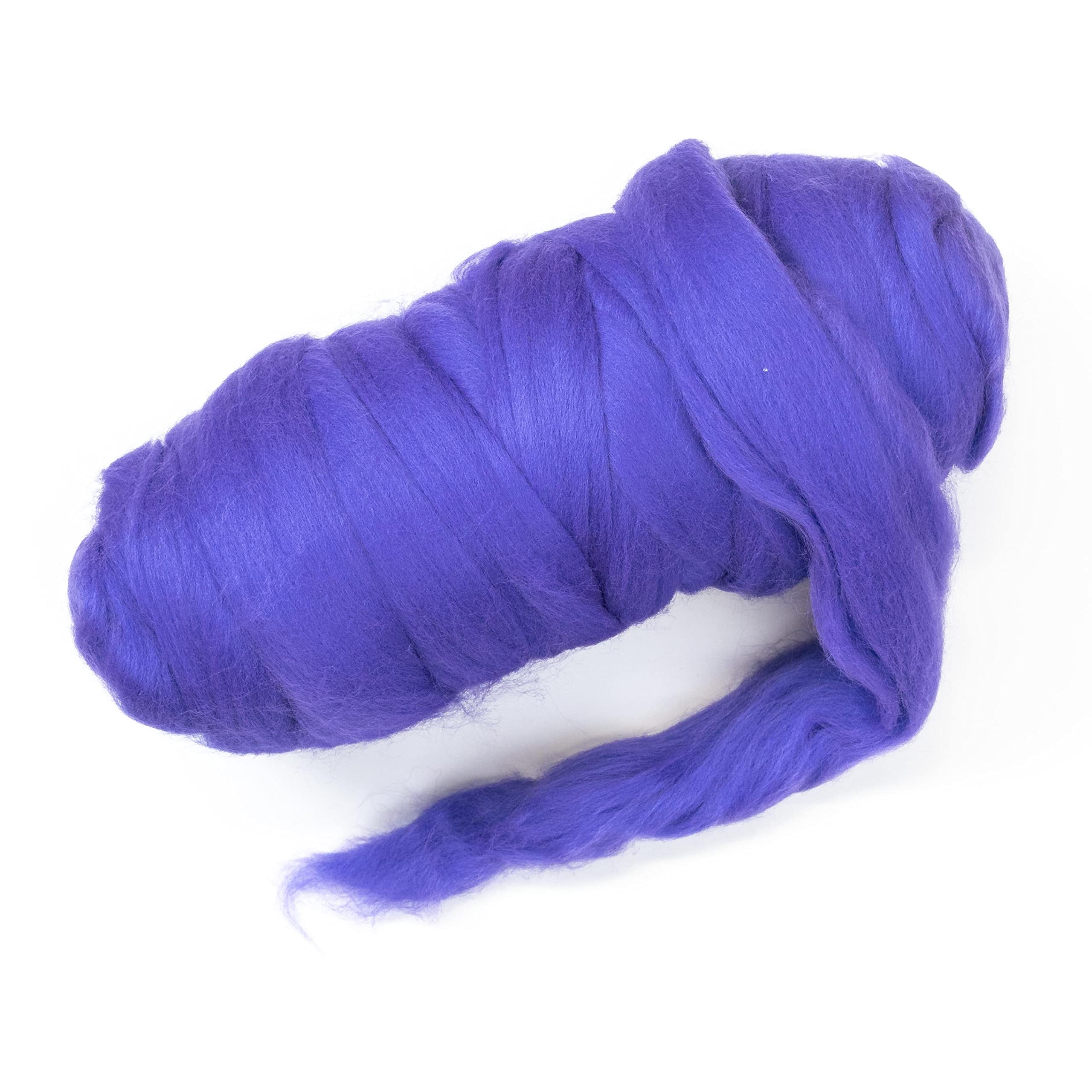 Kondoos Colored Natural Wool roving, 1 lb. Best Wool for Needle Felting, Wet Felting, handcrafts and Spinning. (Purple, 1 lb)