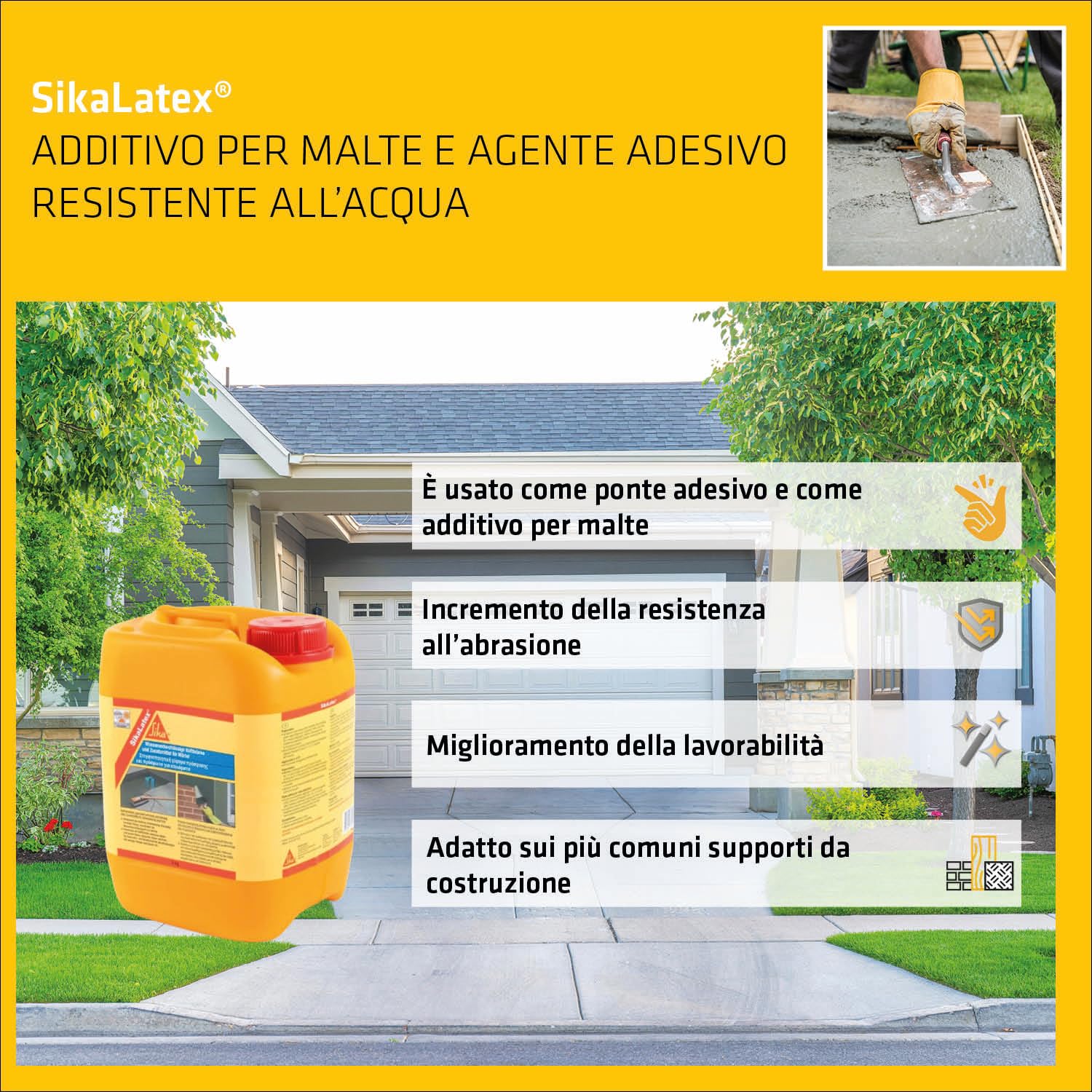 SIKA - Additivo e agente adesivo - SikaLatex - Bianco - 5kg | Rende le tue malte indistruttibili e impermeabili - Aumenta l'adesione di intonaci e stucchi
