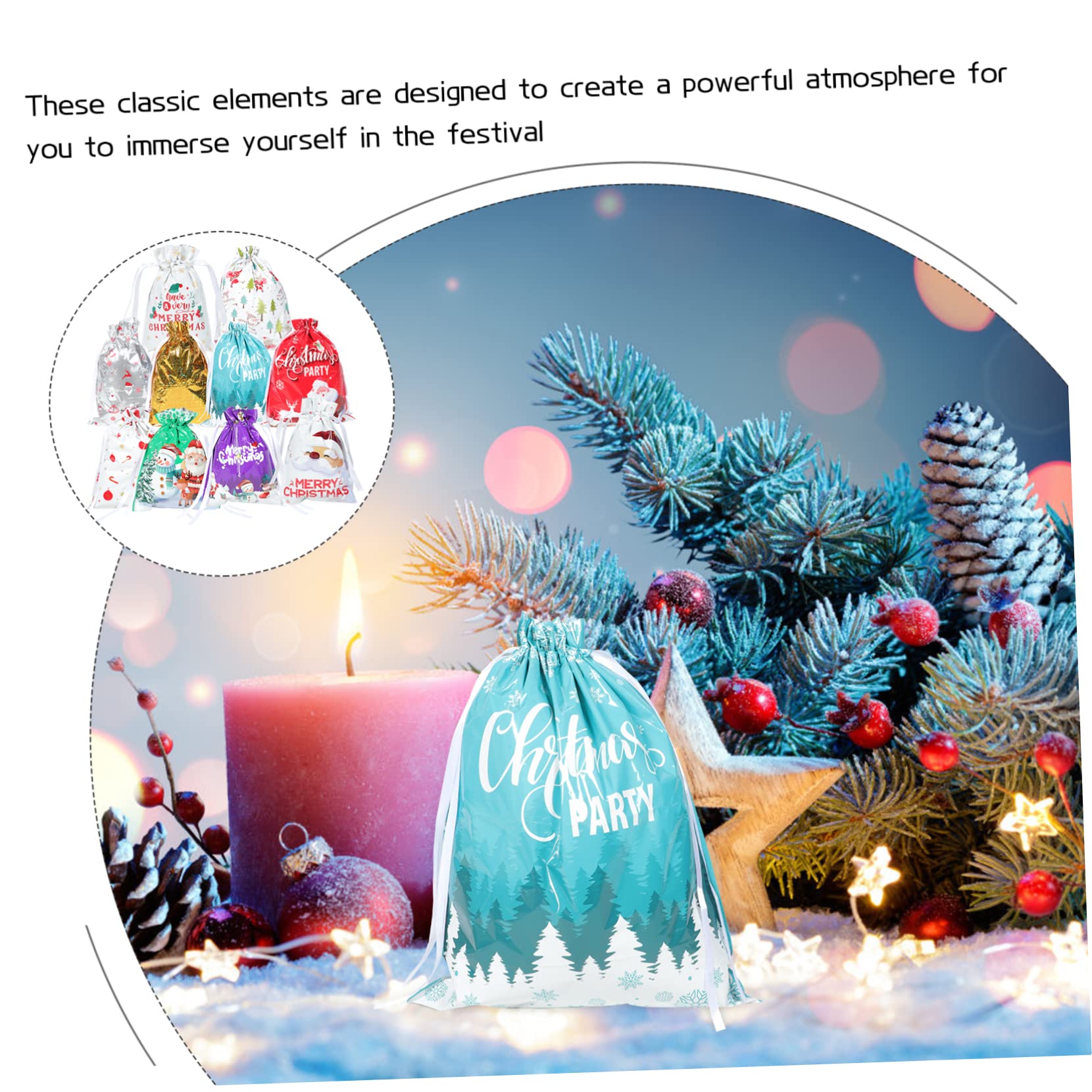 OUNONA 3 Set Sacchetto Di Caramelle Natalizie Sacchetti Per Confezioni Natalizie Pacchetti Natalizi Natale Sacchi Di Bottino Sacchetti Portaconfetti Custodia Natalizia 10 Pezzi * 3