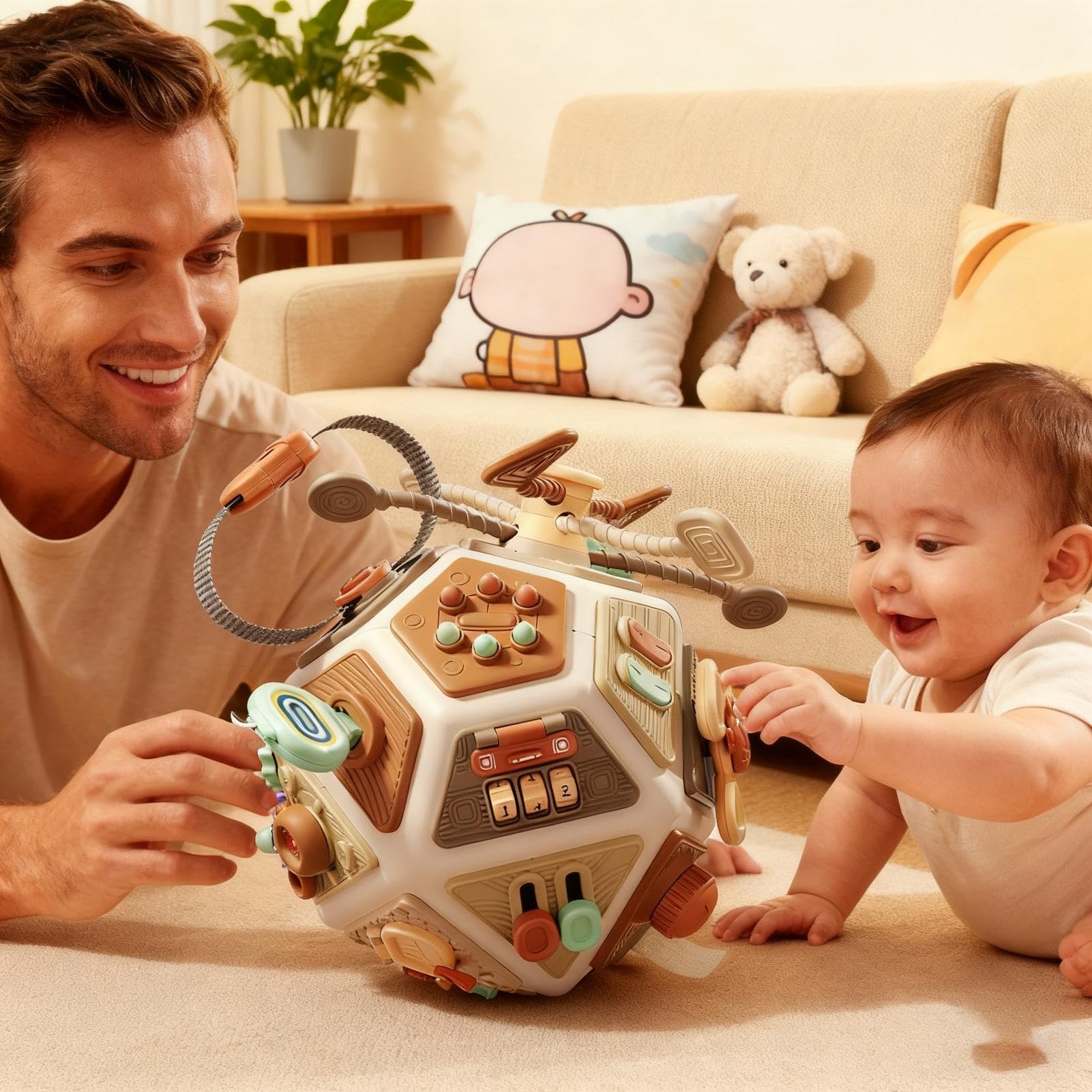 Generico Cubo Occupato, Giocattolo sensoriale interattivo per 6+ | Apprendimento Genitore-Bambino, Unisex Ragazzi e Ragazze, Early Learning Busy Cube per Sviluppo e