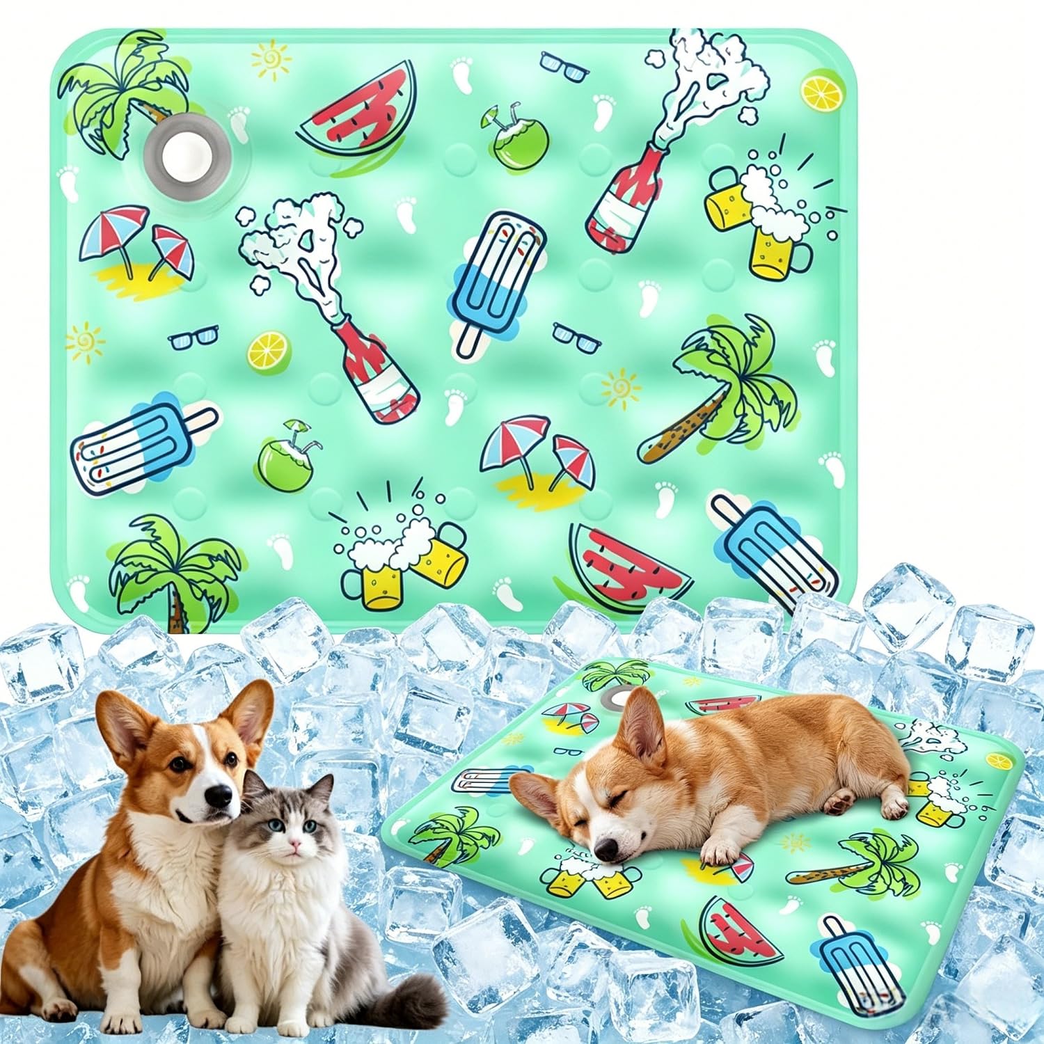 Dog Cooling Mat,Durable Pet Cool Mat for Dogs Cats,Foldable Durable Water Filled Model Cooling Mats,Non-Toxic Gel Self Cooling Pad for Dogs Cats,Great Pets Cool in Hot Summer (E, 90 * 60CM)