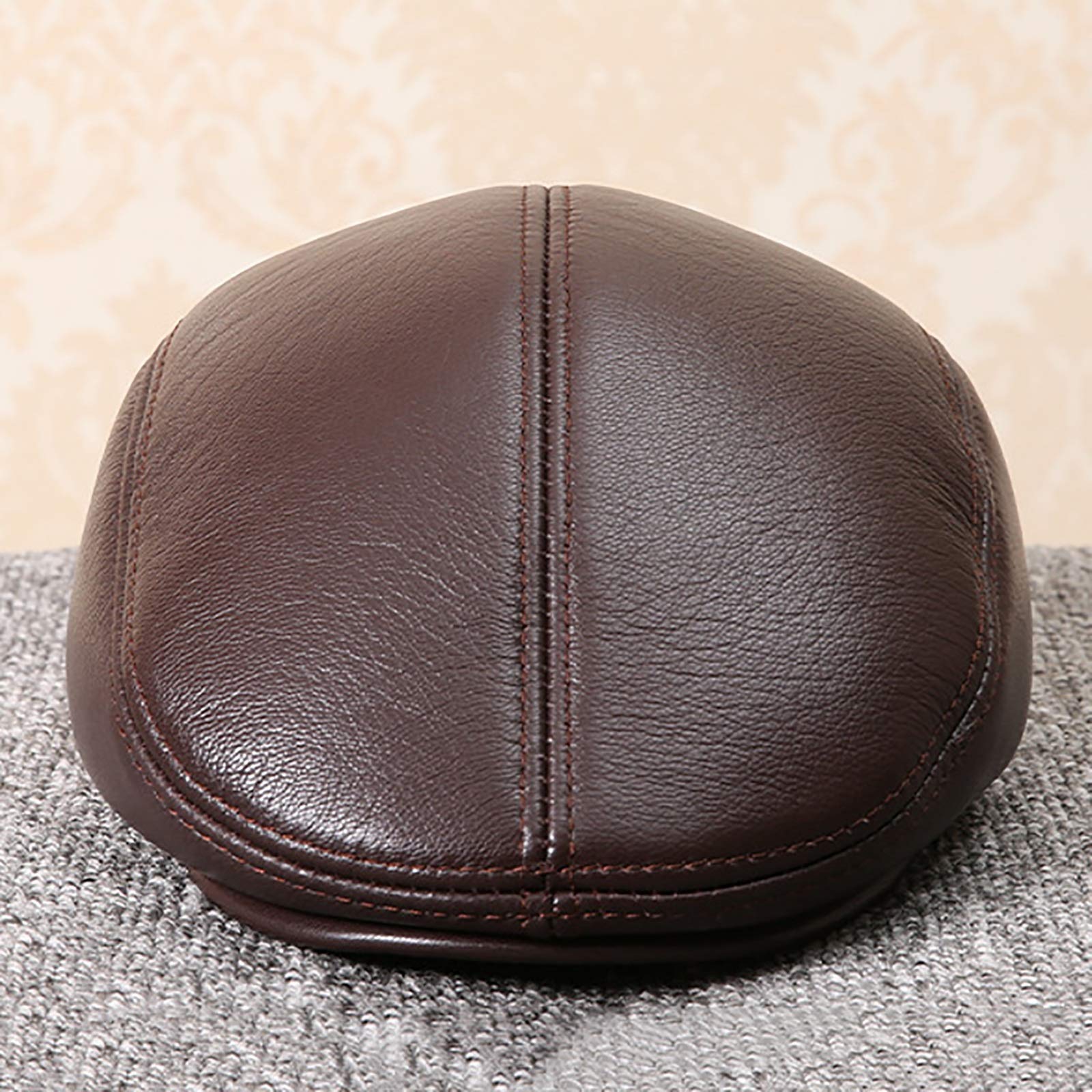 Sombreros de invierno, Hombres Capera de cuero Bereet Sheepskin Newsboy Cap Cap Golf Hat