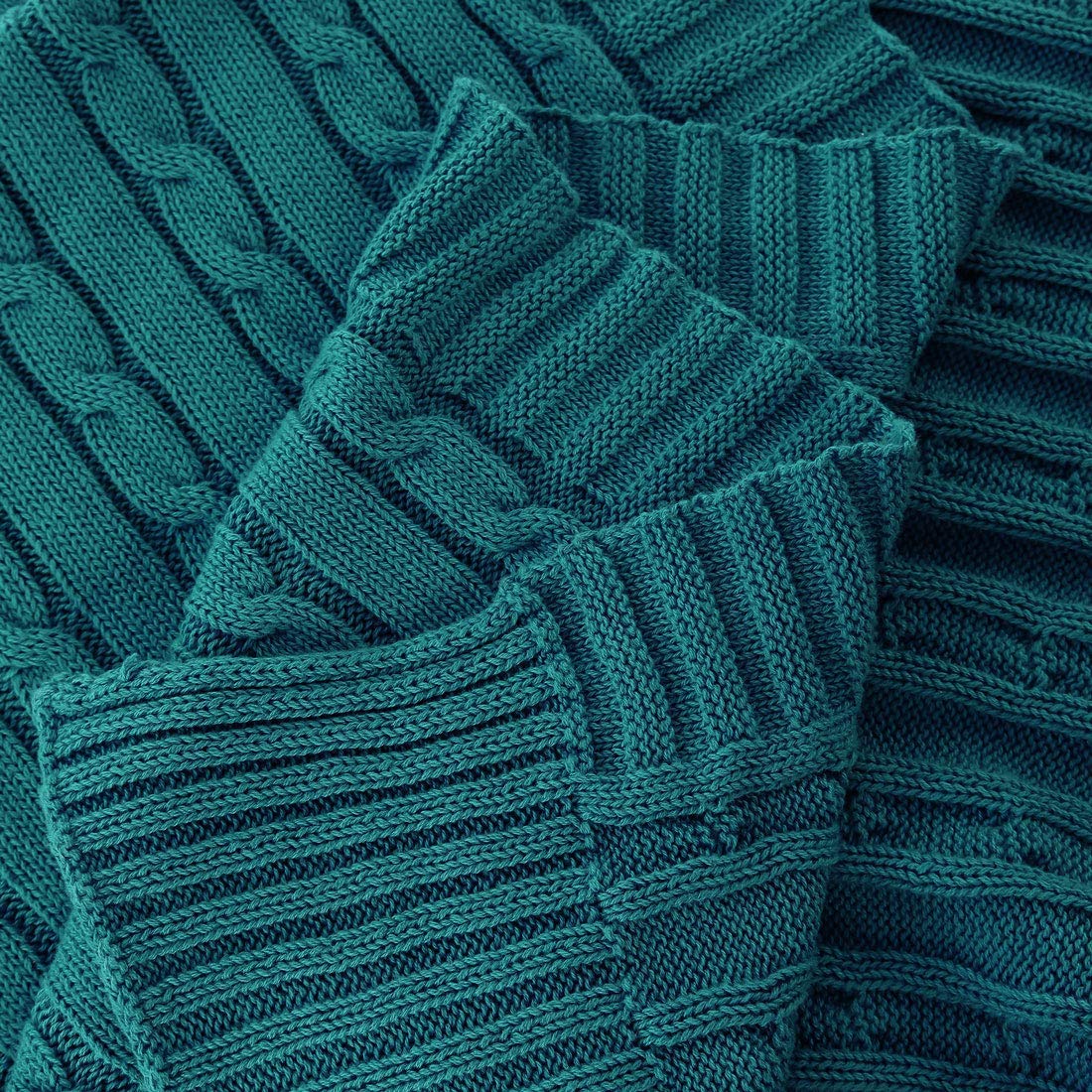 Coperta In Cotone Morbido Lavorato A Maglia Per Divano/Letto - Jet Verde Scuro (47x70'')