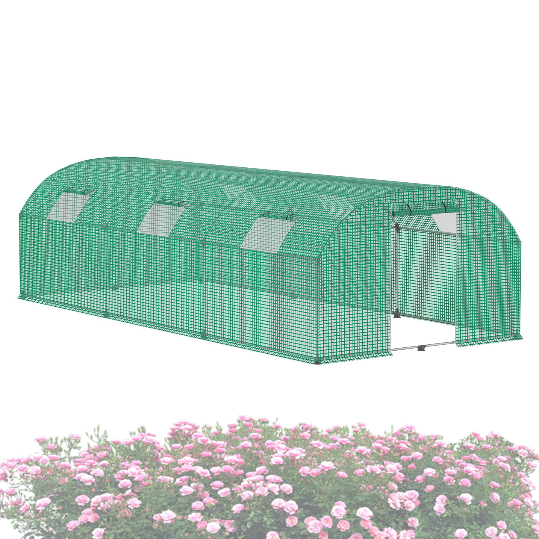 ACXIN Szklarnia foliowa 3 x 6 x 2 m, szklarnia ogrodowa, tunel foliowy, ocynkowany stelaż stalowy Ø 22 mm HDPE + folia LDPE z siatką, oknami i drzwiami, szklarnia foliowa, odporna na warunki zimowe