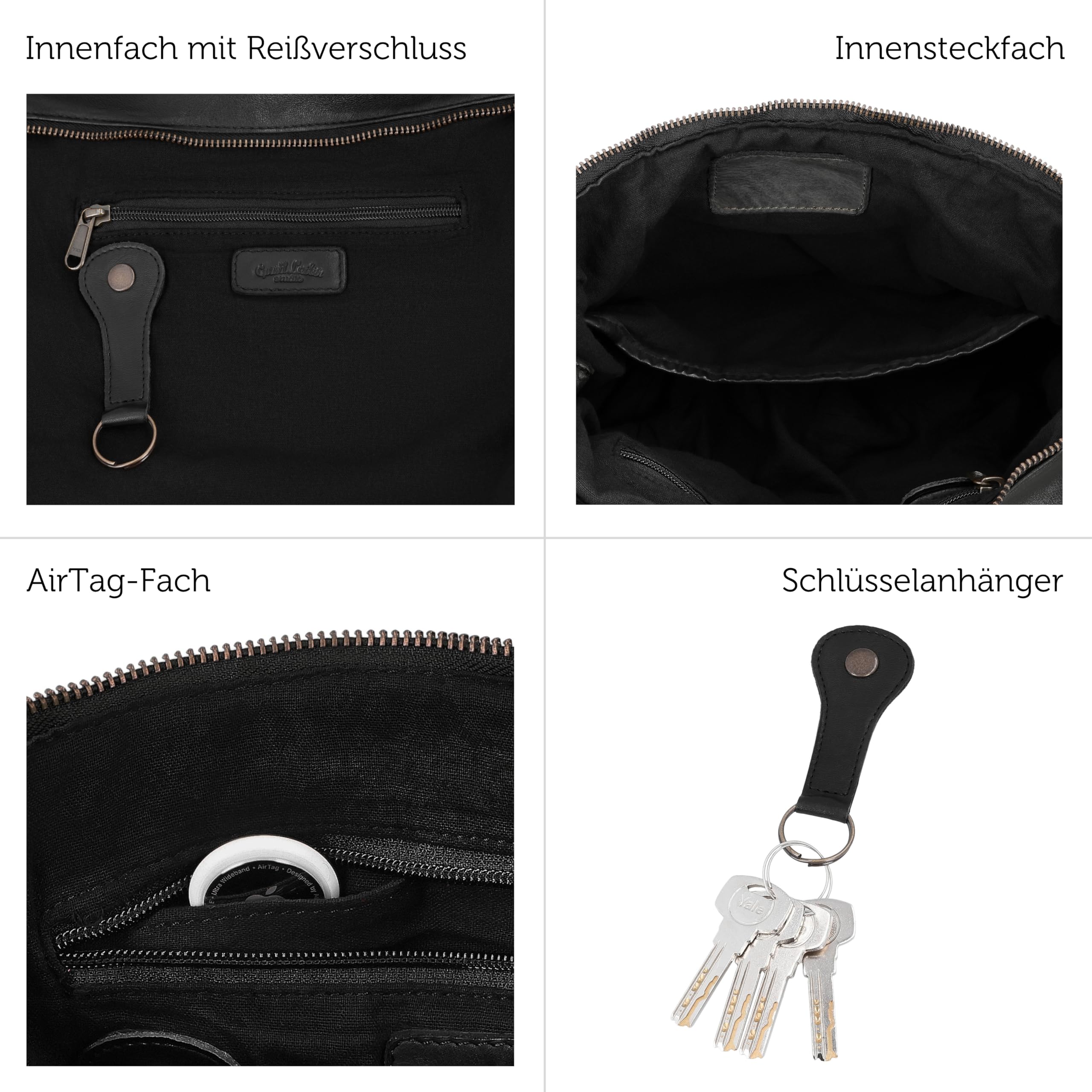 Gusti Leder Umhängetasche Damen - Clover – Halbmondförmige Ledertasche Damen aus Rindsleder - Vintage Umhängetasche Leder mit Retro Flechtdesign