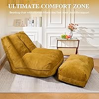 Vista 6 de Puf con Otomán, Cómodo Sofá de Puf con Espuma Viscoelástica, Sofá de Puf Perezoso con Reposapiés, Sofá de Puf junto a la Chimenea para Sala