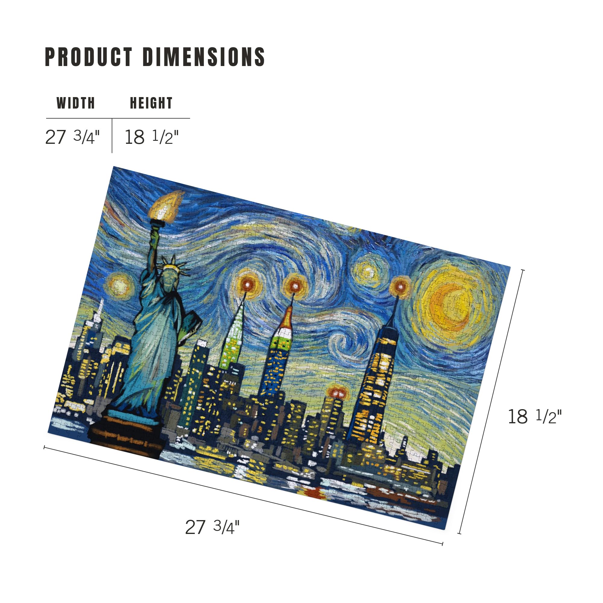 Lantern Press New York City, New York, Starry Night City Series Puzzle de 1000 pièces pour adultes, fabriqué aux États-Unis, avec affiche de référence