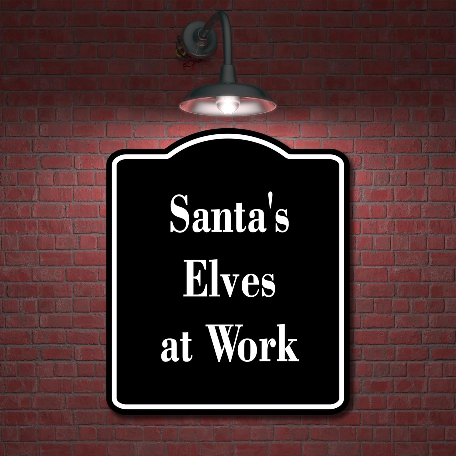 Santa's Elves at Work BLACK Aluminum Composite Sign 20''x24''