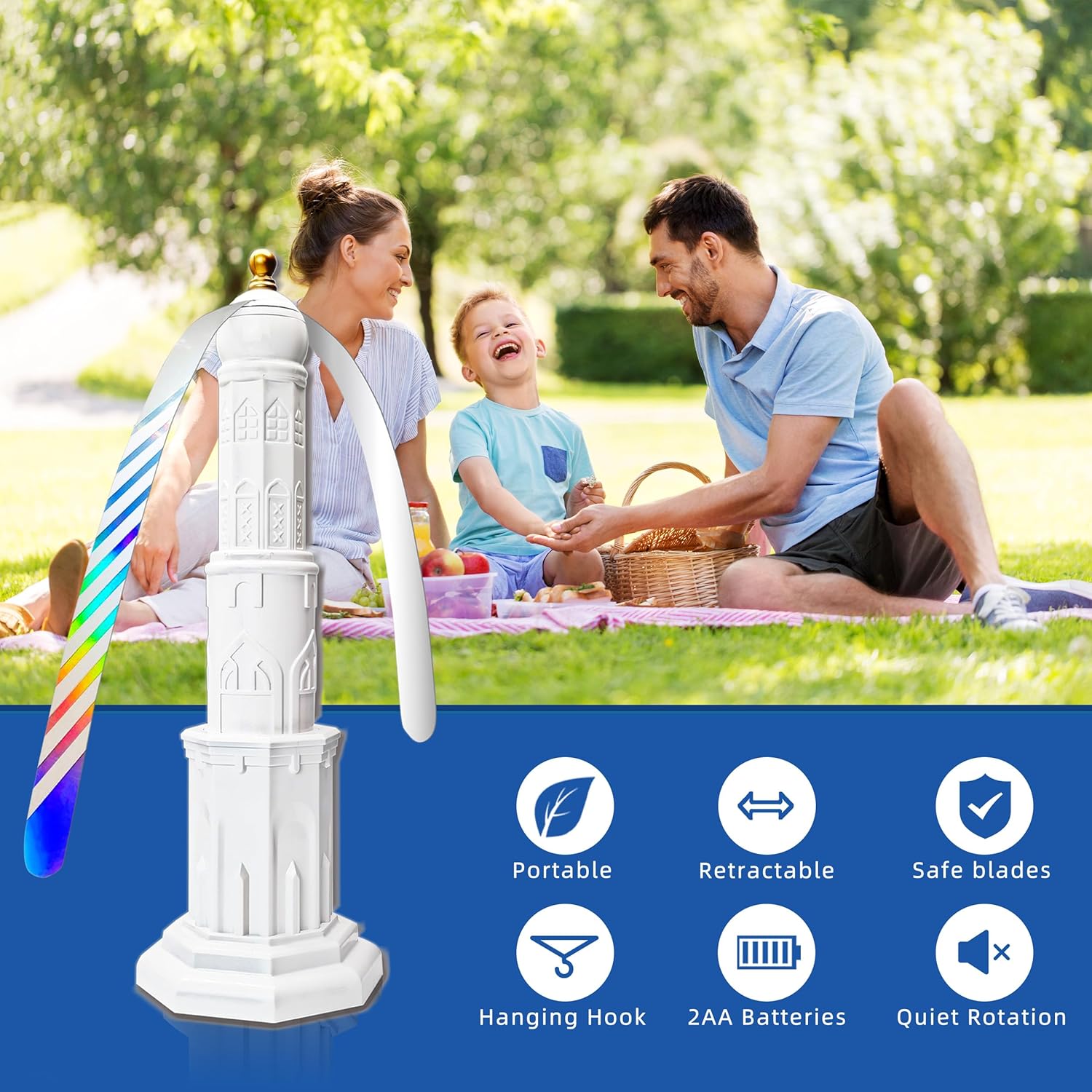 4pcs Fly Fans for Tables, Repellent Fan to Keep Flies Away, Portable Deterrent Spinner for Picnic, Restaurant, Party, Home, BBQ (White)