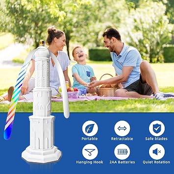 4pcs Fly Fans for Tables, Repellent Fan to Keep Flies Away, Portable Deterrent Spinner for Picnic, Restaurant, Party, Home, BBQ (White)