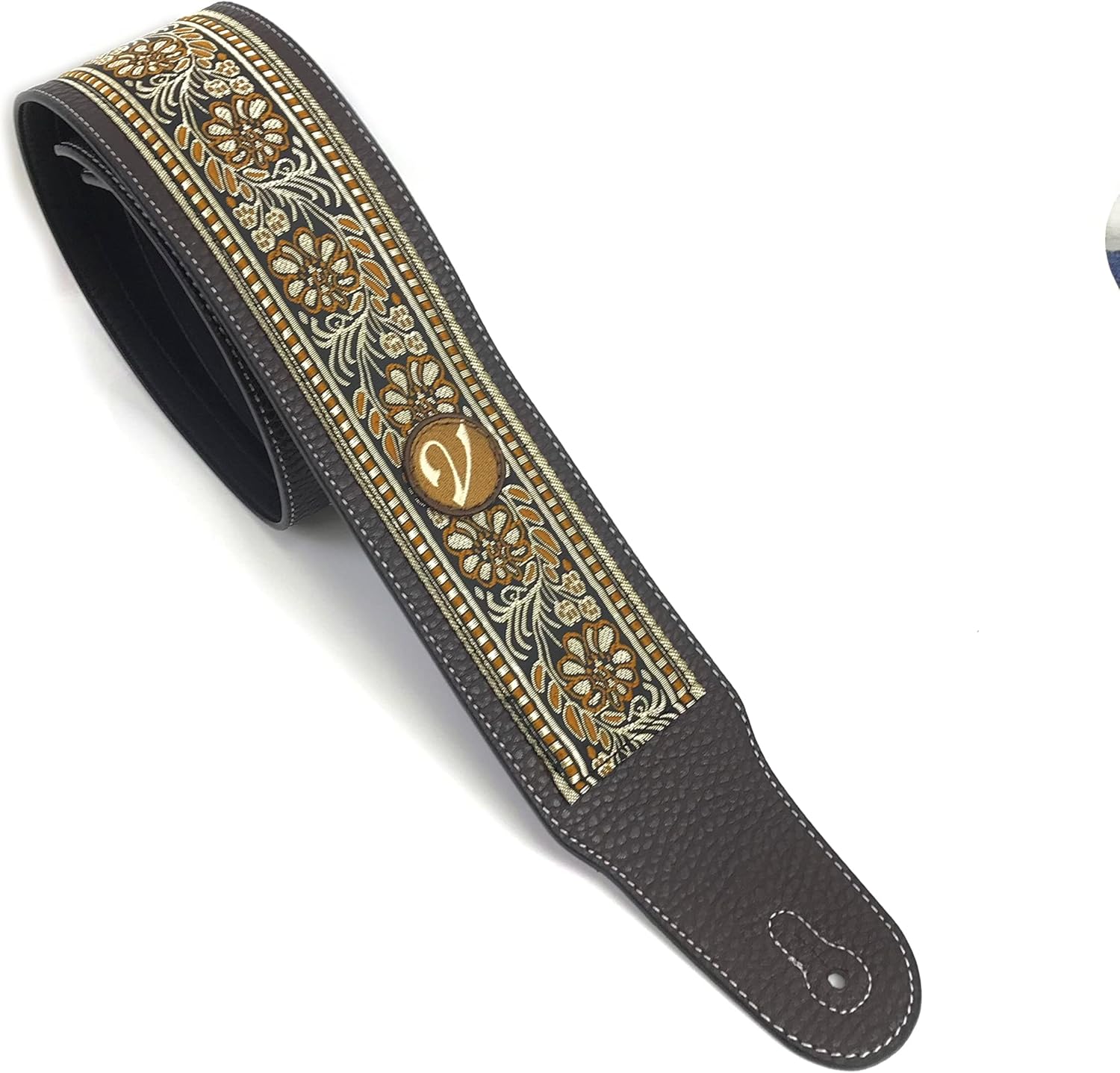 Vegan Vtar Guitar Acoustic Bass Strap - Crossroads Collection - Gold Dust, Gold, Black, One Size