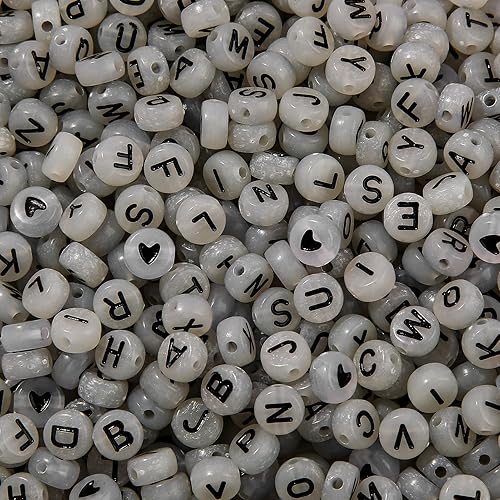 Miniatura 2 de 1000 cuentas de letras acrílicas del alfabeto, de 0.15 x 0.27 pulgadas, cuentas que brillan en la oscuridad, para pulseras y fabricación de joyas