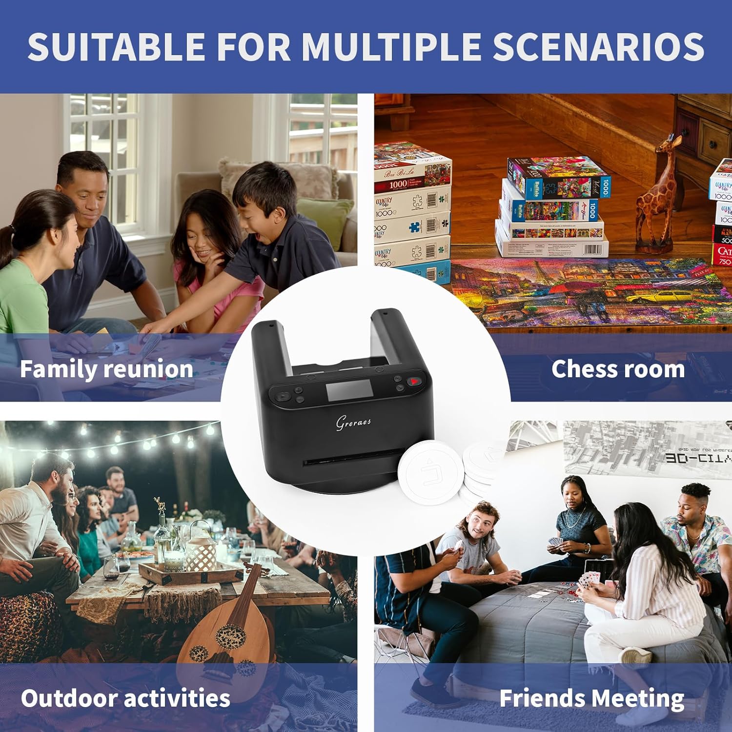 Automatic Card Dealer Machine Rotating for Playing Cards 2 Decks 360 Rotating USB Rechargeable Card Dealing Machine for Texas Holdem, Uno Card Game, Blackjack