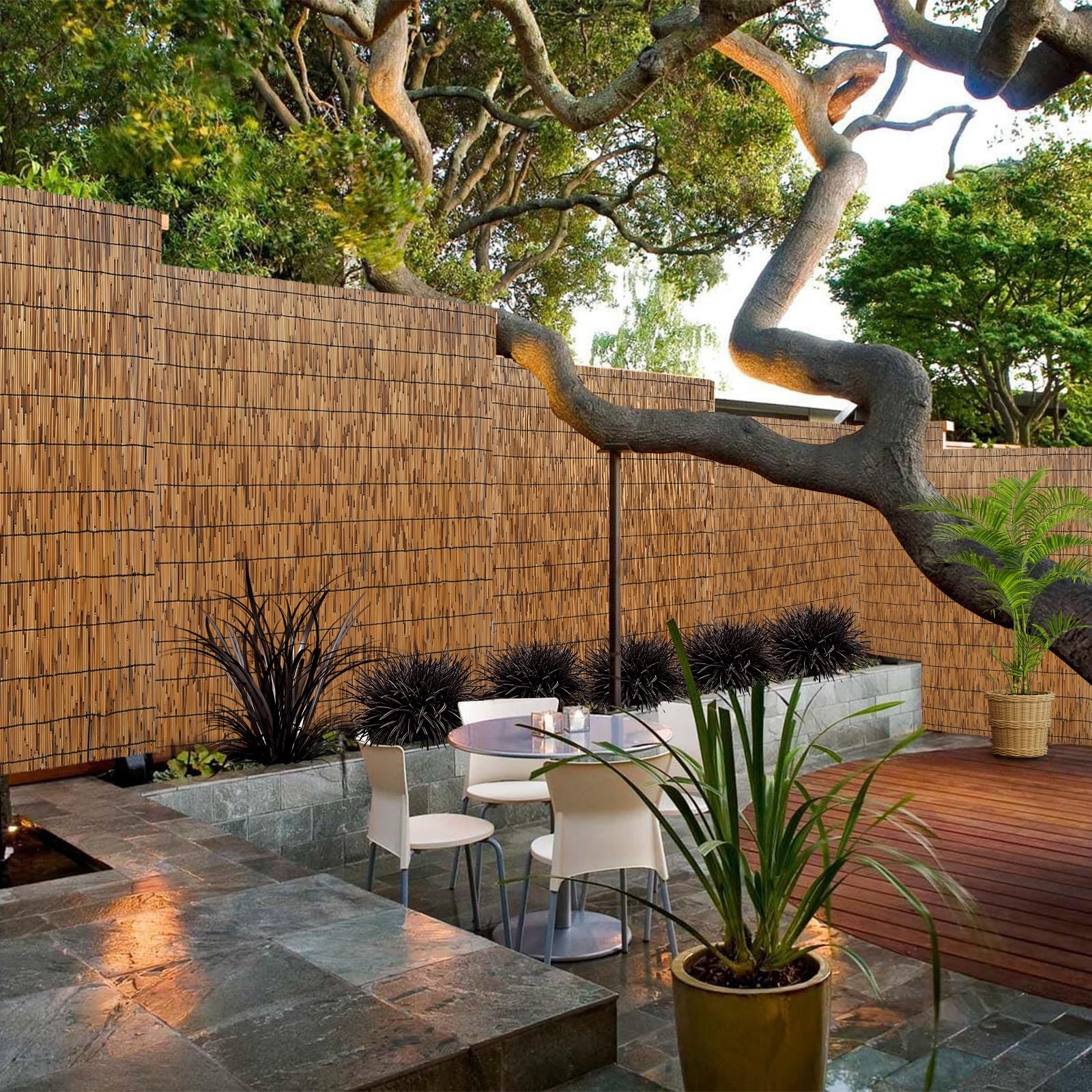 Questo Rotolo di Recinzione in bambù Naturale - per Balcone, Cortile, Piscina e terrazzo - Facile da installare, Disponibile nelle Misure 3x10 Piedi, 4x16,4 Piedi, 5,5x40 Piedi, 6x50 Piedi,
