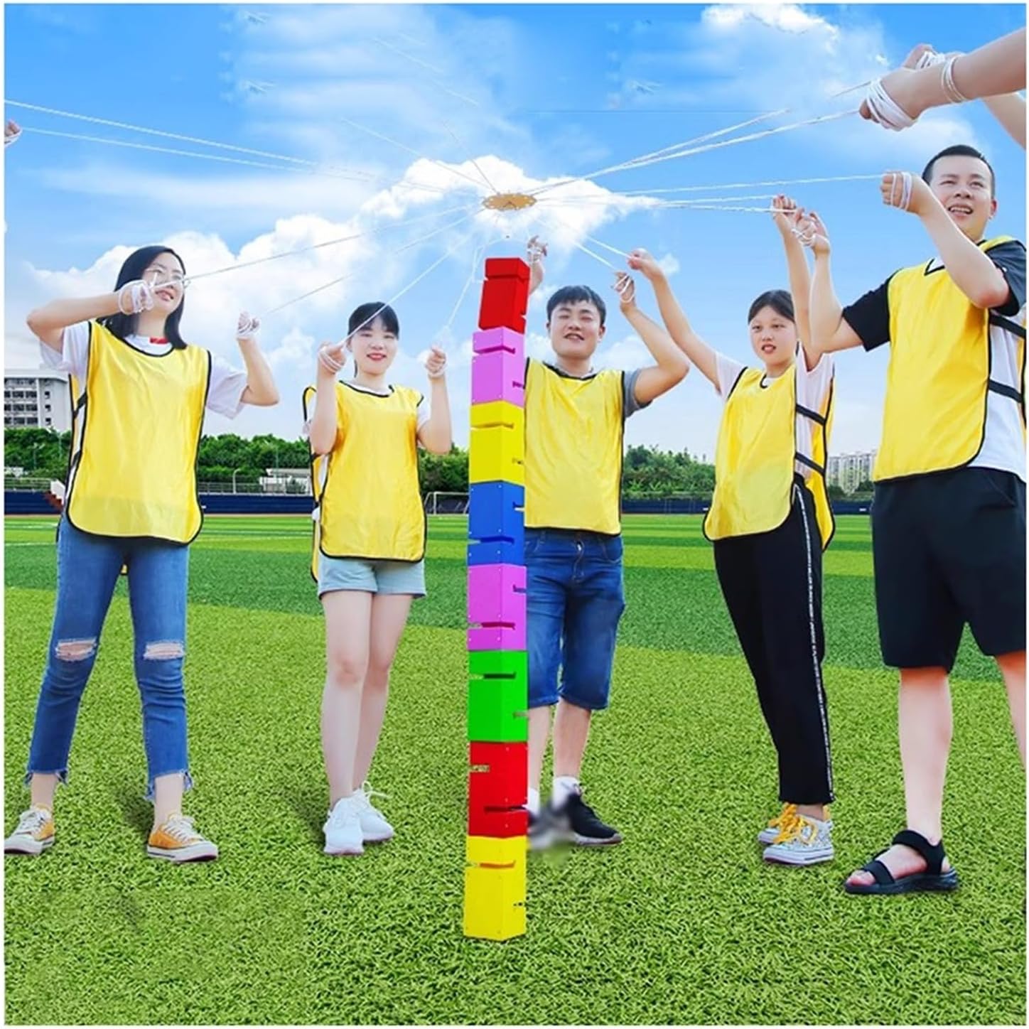 Field Day Team Stacking Tower Games Set for Adults, Fun Team Building Games for Employees, Family Get Together Games