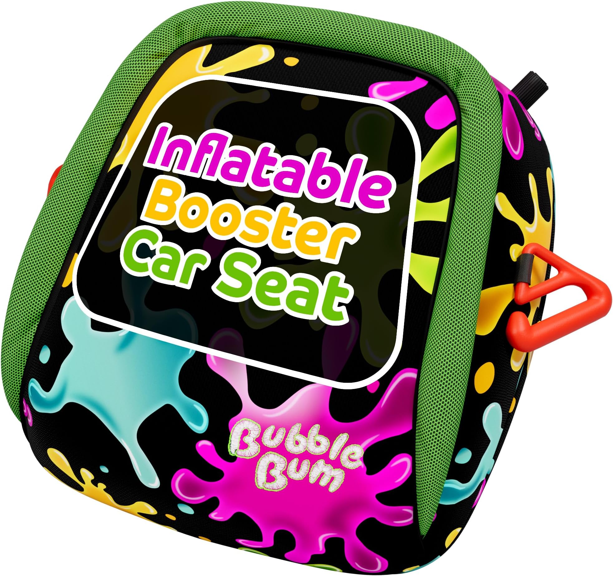 BubbleBum Inflatable Travel Portable Car Booster Seat for Car - Foldable Narrow Slim Design Carseat - Perfect for Kids 4-11yrs Old - Slime