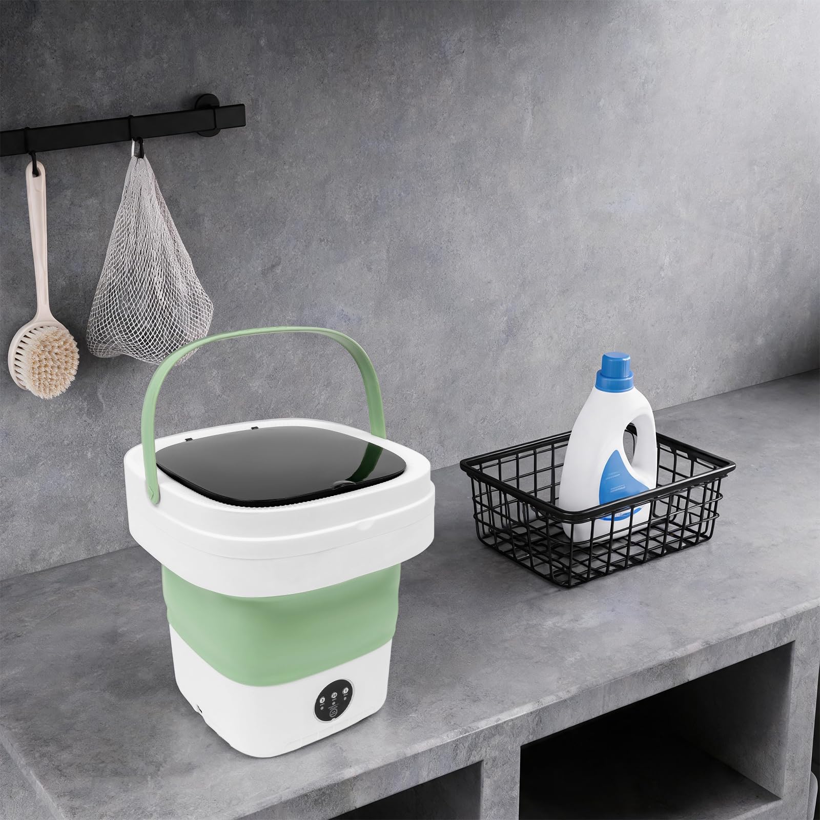 Mini lavadora plegable, 12 L, 3 programas de lavado (verde)