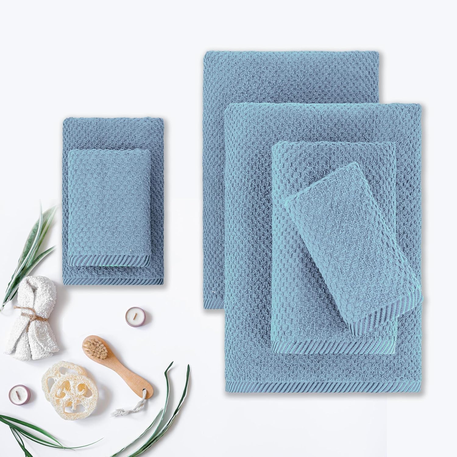 Casa Copenhagen Juego de 6 Toallas de baño 600 gsm, Azul empolvado