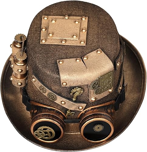 Vista 6 de Sombreros unisex góticos steampunk con gafas de Halloween, sombrero para la cabeza para hombres y mujeres