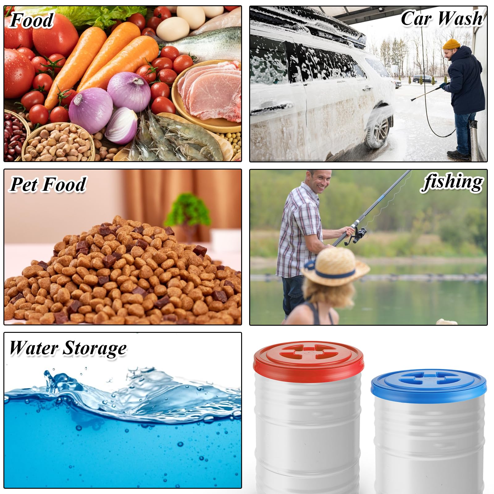 4 coperchi a vite da 5 galloni, coperchi a tenuta stagna per contenitori per alimenti per animali domestici, vernici, coperchi a vite da 5 galloni per secchio di plastica compatibili con Gamma, 4