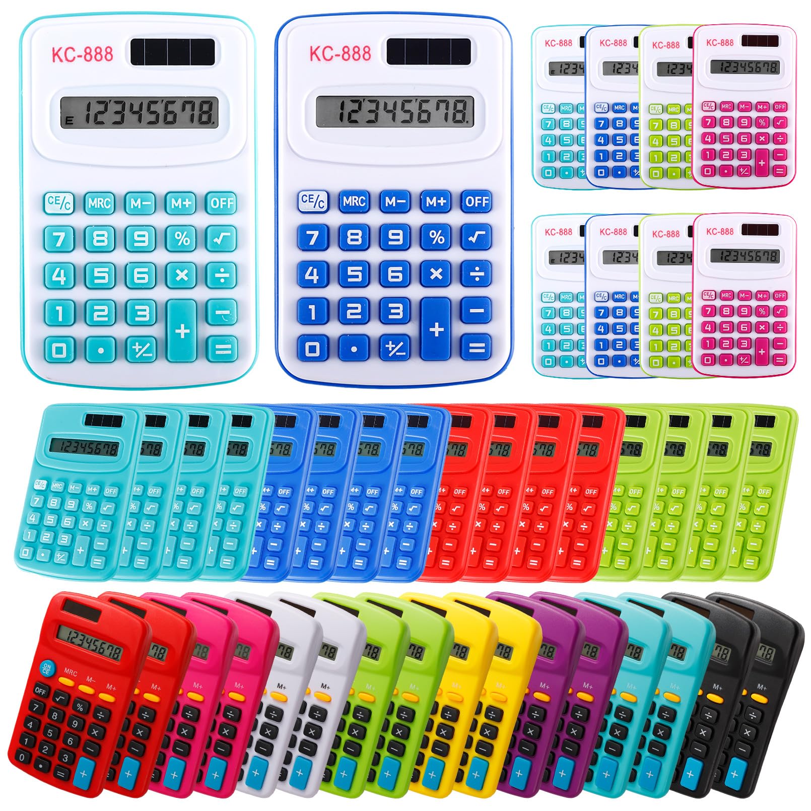 CACASO 48 Pcs Pocket Calculator,Pocket Size Basic Calculators,8 Digit Display Solar Battery Dual Power Desktop Calculators,Mini Calculator for