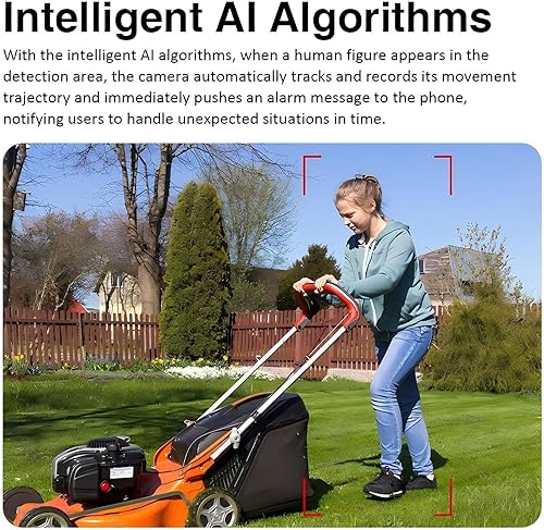 Miniatura 8 de EVERSECU Cámara de seguridad PTZ WiFi de triple lente, tres cámaras en una, cámaras laterales con brazo ajustable en todo ángulo, visión 2K de 360