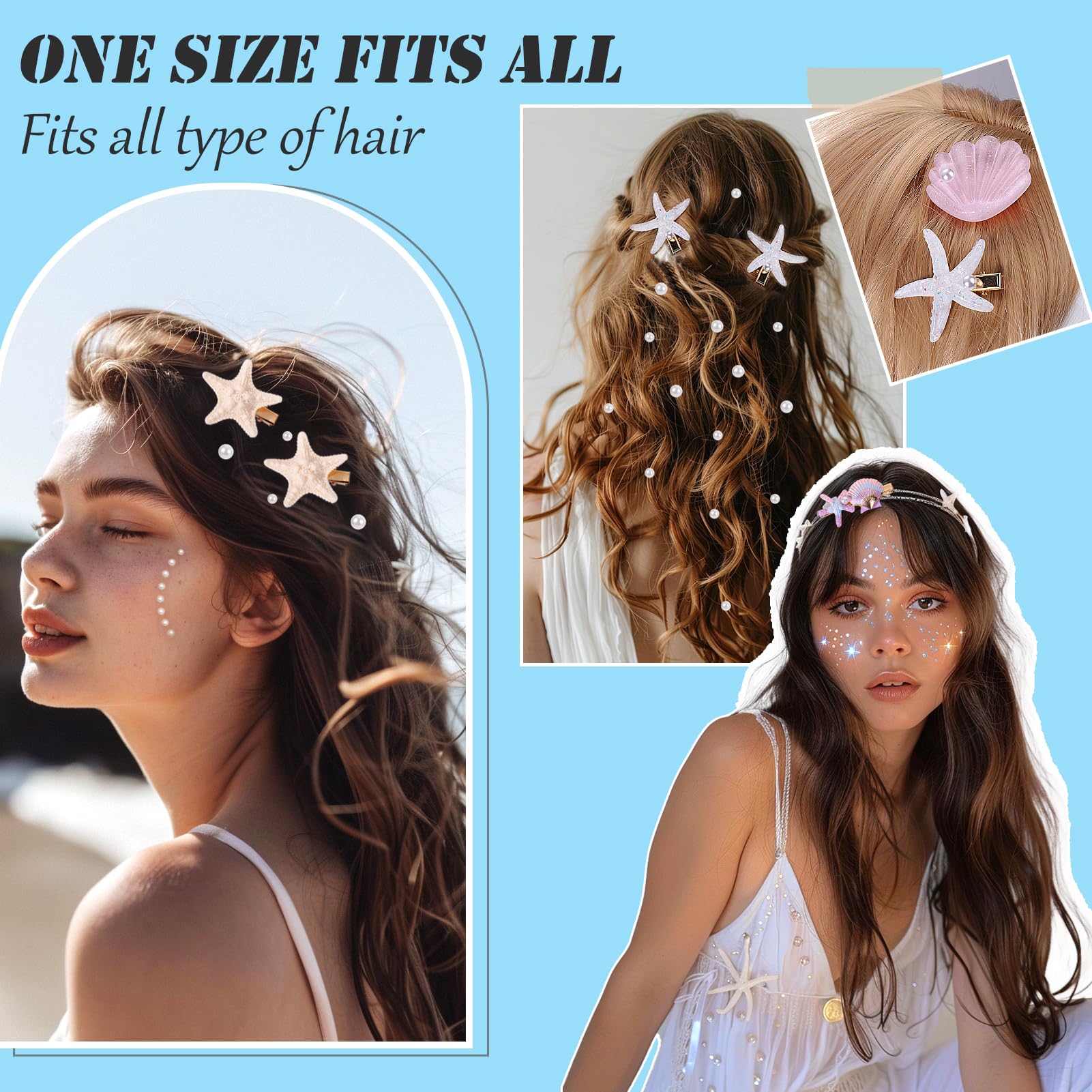 Amazon.com : Vodolo Seashell Hair Clip,6PCS Shell Pearl Starfish