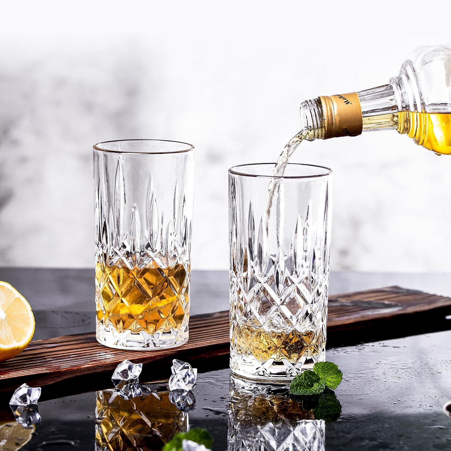 Highball Glasses Collins Tall Beverage Set of 6, 14 Ounce Cups Glassware for Drinks, Water, Beer, Soda - Image 3