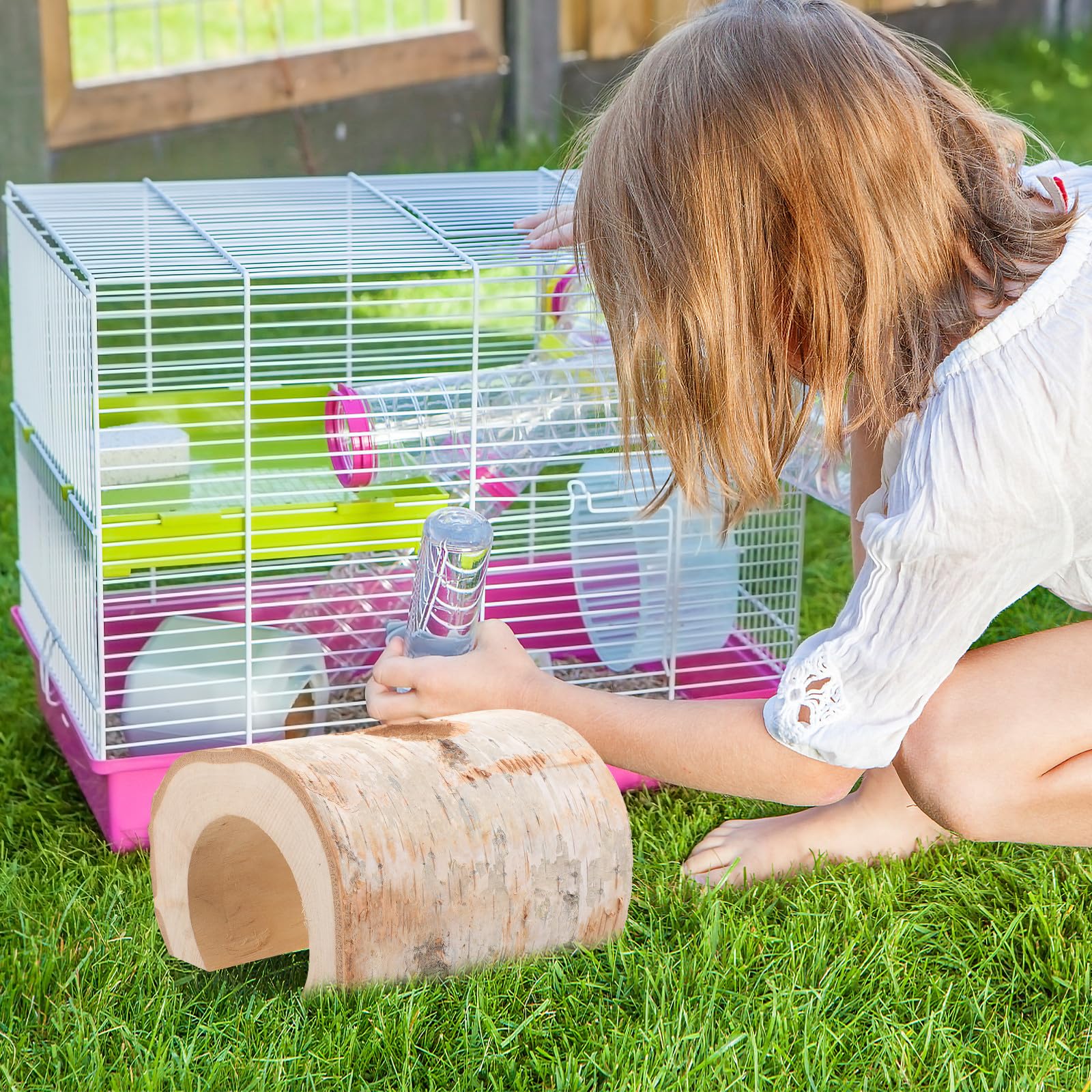 Hamsterverstecktunnel mit Baumhöhle, Beige, Leicht