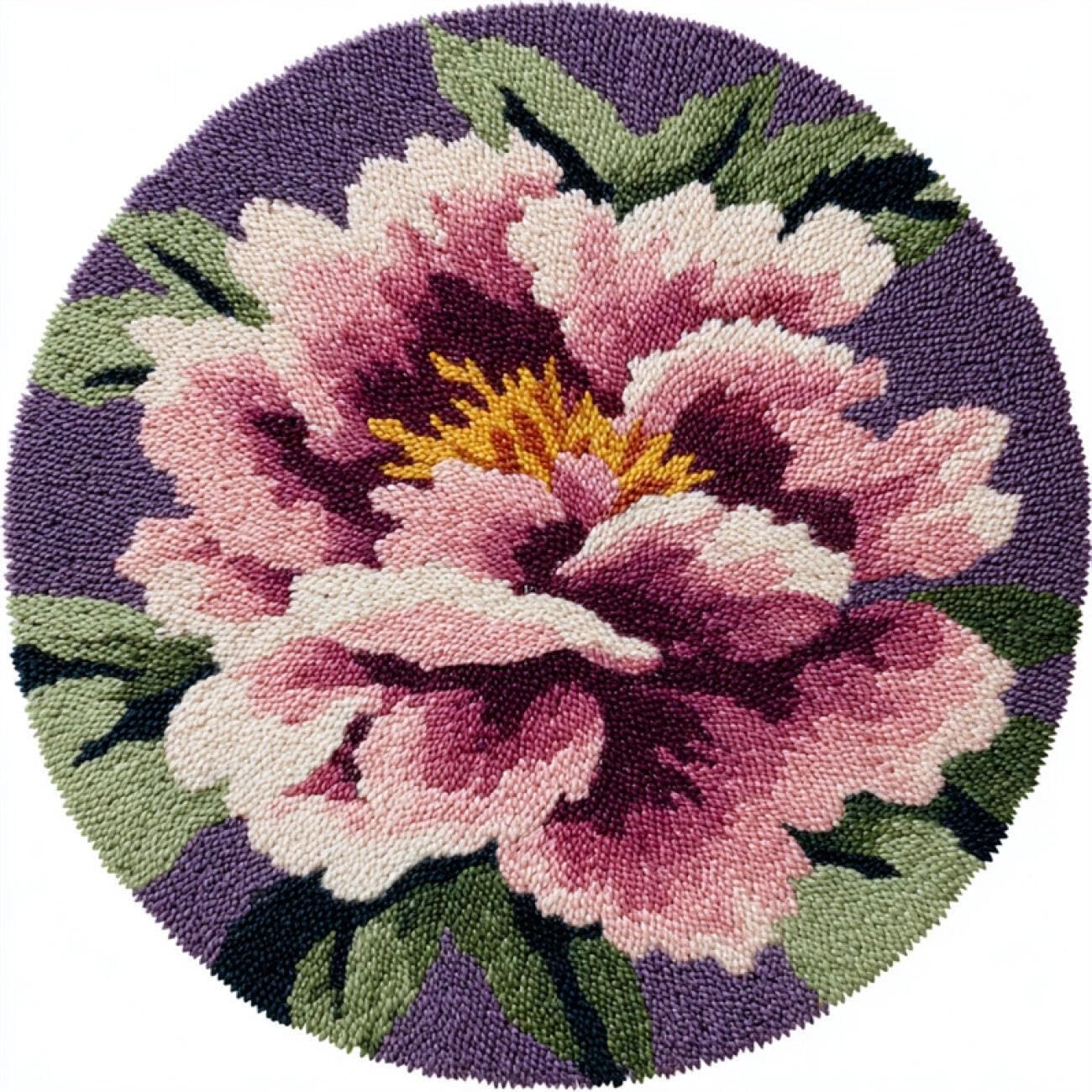 Kitquiver Tapestry Kits for Adults Purple Peony 50x50cm