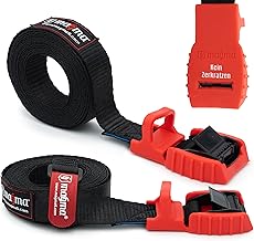 MAGMA 2 Cambuckle Sangle Réglable de Fixation | Courroie Support Charge de Toit | pour Porteur de Vélo, Planche de Surf, Moto, Voiture, Kayak | Ceinture pour Outils | Boucle de Porte Bagage Rouge 5m