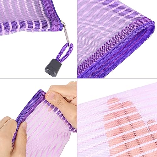 Miniatura 3 de Paquete de 20 bolsas de malla multicolor con cremallera, bolsas para lápices con cremallera, bolsas de viaje multiusos para cosméticos, suministros