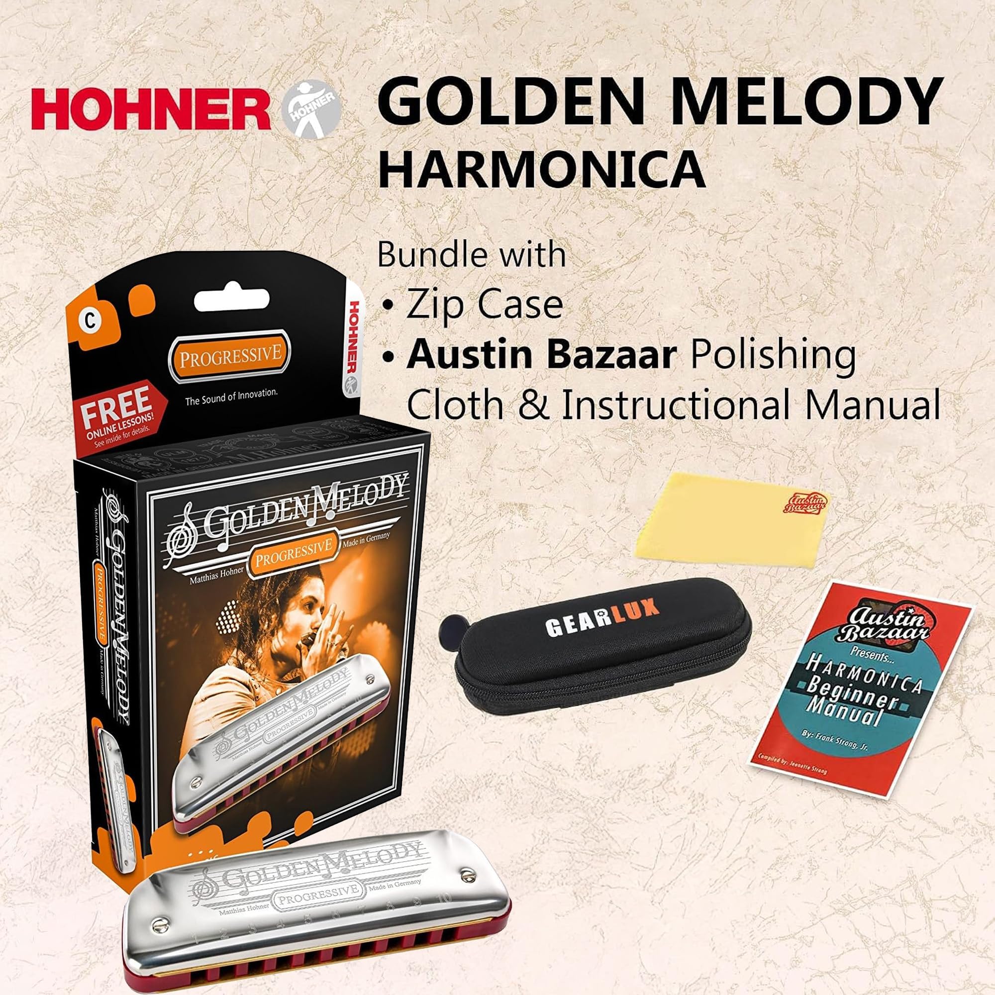 Amazon.com: Hohner Golden Melody Harmonica - Key of C Bundle with