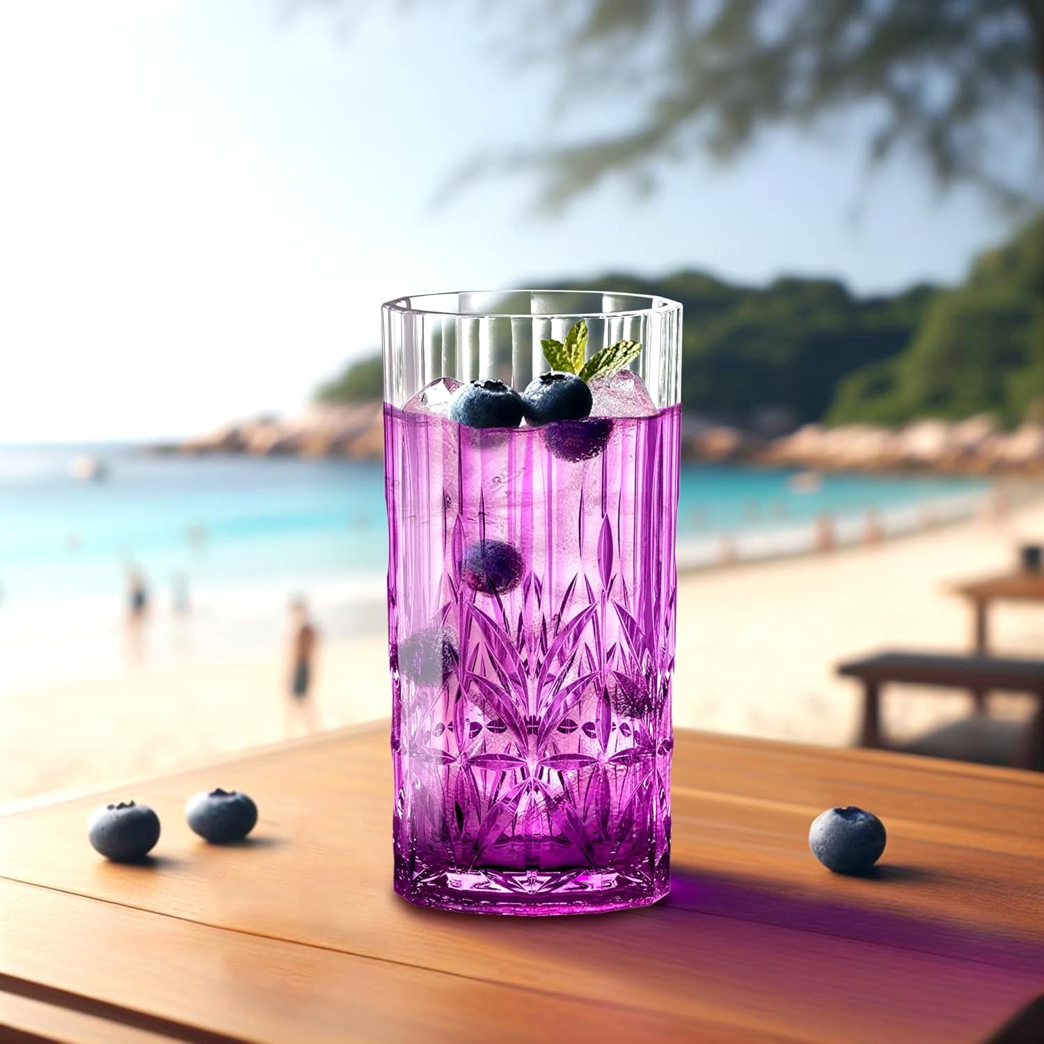 Amazing Abby - Vika - 18-Ounce Plastic Highball Glasses (Set of 6), Plastic Cocktail Glasses, Reusable, BPA-Free, Shatter-Proof, Dishwasher-Safe, Perfect for Poolside, Outdoors, Camping, and More - Image 4