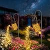 FLSEPAMB Watering Can Solar Lights Outdoor Garden 2 Pack, IP65 Waterproof Watering Can with Cascading Lights, Warm White Watering Garden Light Decor with Bracket for Pathway, Yard, Patio, Backyard [Energy Class A]