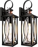 Motion Sensor Outdoor Wall Lights&comma; 2 Pack Outdoor Porch Lights Dusk to Dawn&comma; Anti-Rust Exterior Light Fixture Waterproof with Glass & E26 Socket Wall Sconce for House Garage Patio Doorway&comma; Black