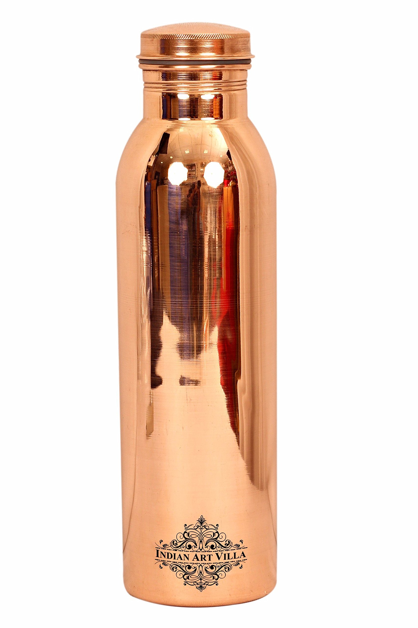 IndianArtVilla Leak Proof Joint Free Copper Bottle, Travelling Essential, Drinkware, 900 ML, Copper