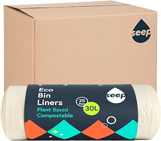 SEEP Kompostierbare 30-Liter-Müllbeutel, 10 x 75 Beutel, 30 l, umweltfreundliche Müllbeutel, große Müllbeutel, biologisch abbaubar, transparent, 30 l, 10 Rollen