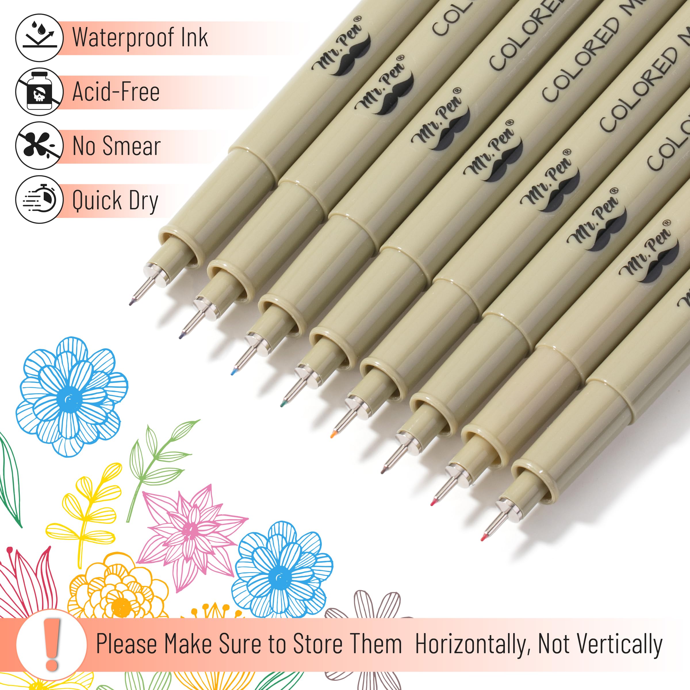 Mr. Pen- Drawing Pens for Artists 0.25mm, 8 Pack, Colorful Artist pens, Micro Pens for Drawing Micro Pen, 0.25 mm, 8 Pack - Image 4