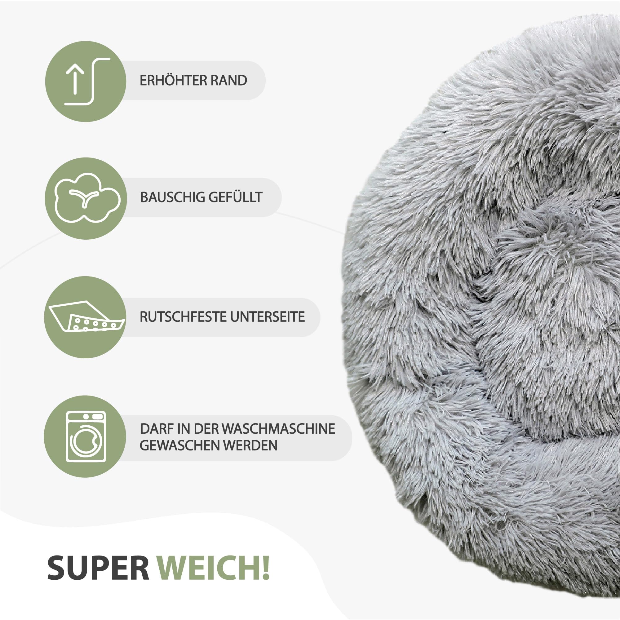 Amazinggirl Katzenbett flauschig Katzenkissen ∅ 60 cm - Katzen Bett Kuschelkissen Katzenkorb zum Schlafen und Kuscheln Cat Bed Katzenkörbchen Bettchen und Schlafplatz für Katze