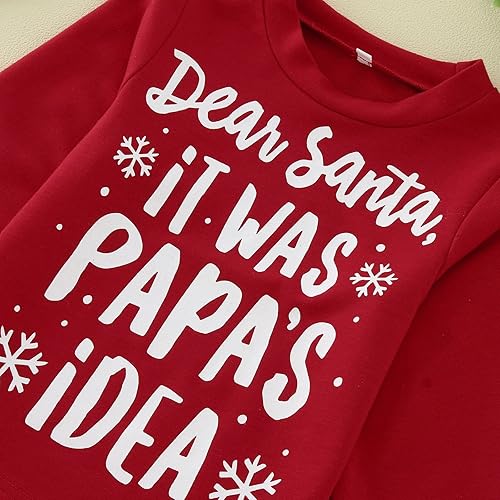 Miniatura 3 de Dear Santa it was papa's idea - Sudadera de manga larga con estampado de letras navideñas para niños y niñas