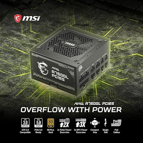 Miniatura 5 de MSI MAG A750GL PCIE 5 y ATX 3.0 Fuente de alimentación para juegos  Full Modular  80 Plus Gold Certified 750W  Tamaño compacto  ATX PSU