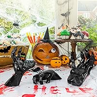 Vista 8 de DAZONGE Decoraciones de Halloween para interiores y exteriores, paquete de 3 manos espeluznantes que se extienden montadas en la pared con velas