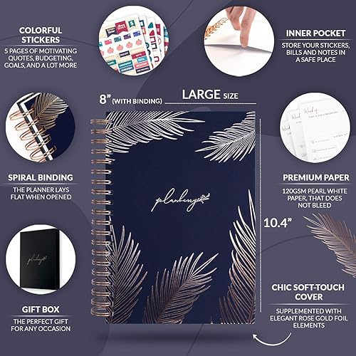 Miniatura 9 de PLANBERRY Agenda semanal grande de alta calidad, planificador de vida y presupuesto sin fecha, organizador y diario de productividad, 8 x 10.4