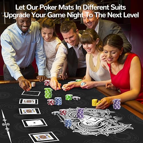 Miniatura 57 de Alfombrilla de póquer profesional impermeable, 8 jugadores de goma portátil Texas Hold'em Poker mesa de póquer con bolso con cremallera para jugar