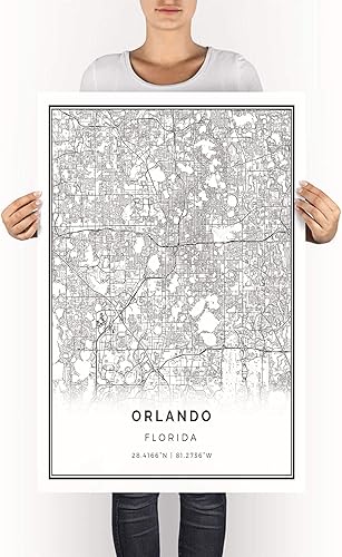 Miniatura 7 de Squareious Póster de mapa de Orlando Arte de pared moderno en blanco y negro Decoración escandinava para el hogar Impresiones de arte de la